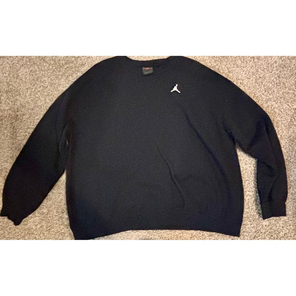 Jordan Crewneck Sweatshirt Mens XL Black Excellent Jumpman Logo Fleece Pullover - Picture 1 of 3